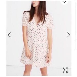 NWT MADEWELL SILK CLOVER BUTTON FRONT DRESS IN FRESH STRAWBERRIES